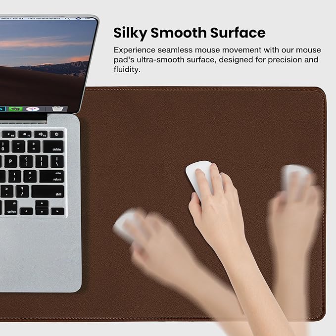 ALOANES Waterproof Mouse Pad with Durable Stitched Edge XXXL Gaming Keyboard Pad Non-Slip Rubber Base Mouse Mat Extended Desk pad for Gamer Office &amp Home Brown Mousepad 35.4x 15.7x 0.12