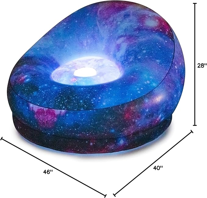 Air Candy Galaxy LED Illuminated Inflatable Chair – Light-Up Gaming Lounge Seat with Multicolor LEDs Waterproof PVC Portable Indoor Outdoor Seating