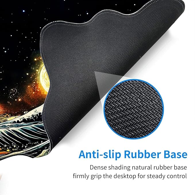 Desk Mat Mouse Pad with Wrist Rest 4-in-1 Large Mouse Pads for Desk Ergonomic Mouse Pad and Keyboard Wrist Rest Gaming Keyboard Mat for OfficeJapanese Sea Wave