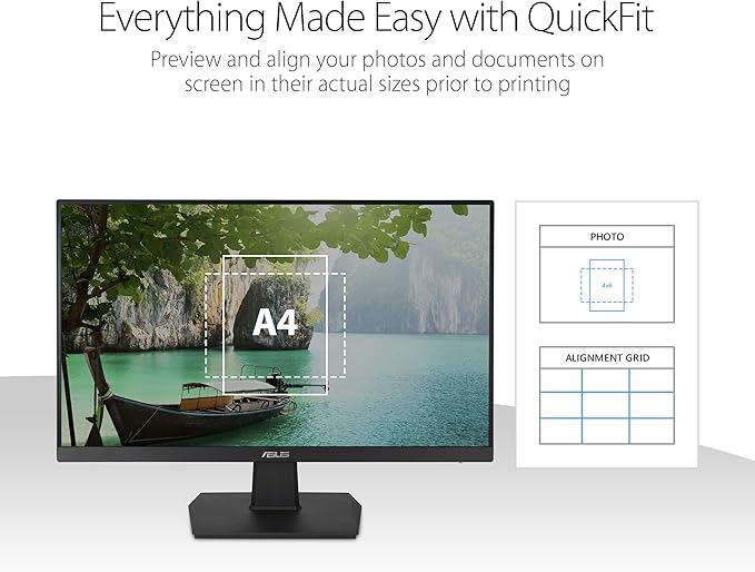 ASUS 27 Inch Desktop Monitor - Full HD (1920 x 1080) IPS 75Hz Adaptive-Sync HDMI D-Sub Frameless - VA27EHE