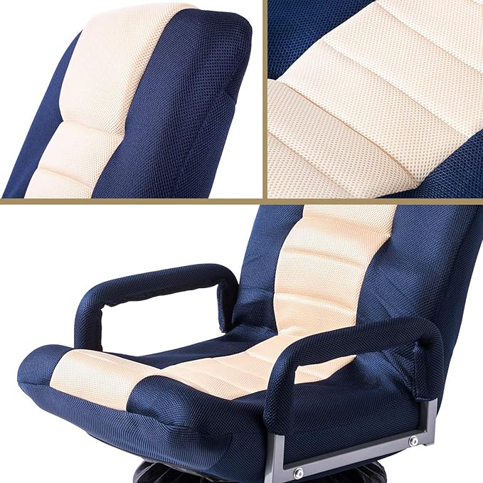 Swivel Video Rocker Gaming Chair Adjustable 7-Position Floor Chair Folding Sofa (Blue)