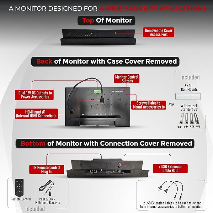 15.5 POE Powered Monitor POE Output Passthrough 12V DC Outputs 1080p Built in Accessory Case