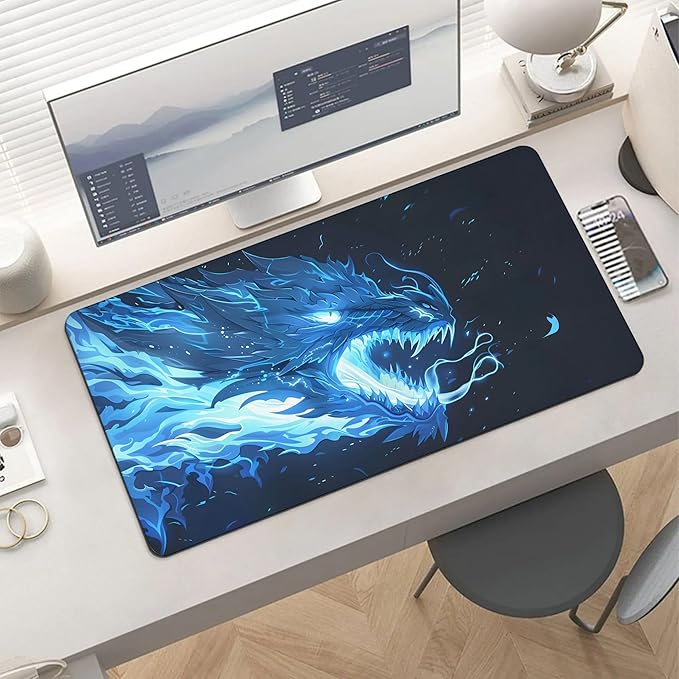 XXL Gaming Mouse Pad Animal Flame Dragon XXL Gaming Mouse Pad Large Desk Mat Protector for Desktop Anti-Slip Rubber Extended Computer Keyboard Mat Writing Pad for Work Office 15.7 * 35.4 inB-1765