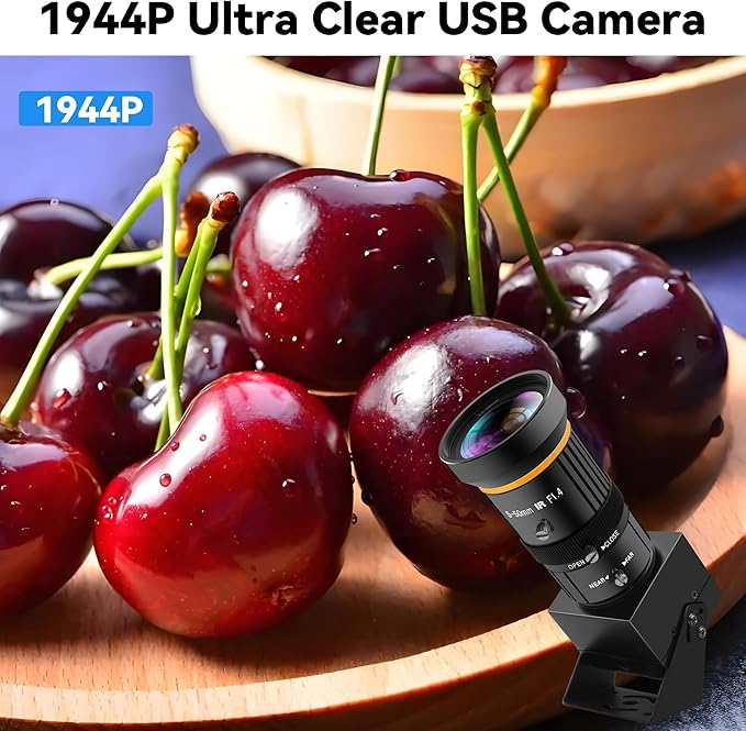 USB Webcam 5MP Color Industrial USB Camera with CS-Mount 5-50mm 10X Manual Zoom Lens – 1944P@30fps Plug-and-Play for PC Live Streaming Video Conferencing &amp Projects