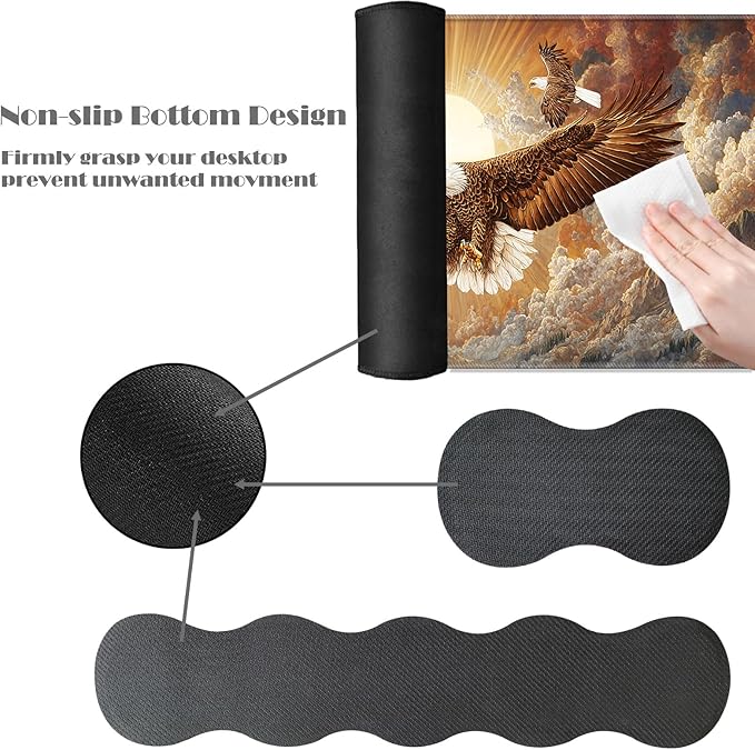 Ergonomic Keyboard Wrist Rest &amp Mouse Pad Wrist Rest SetXL Gaming Desk Mat 31.5x 11.8Non-Slip BaseMemory FoamEasy Typing Pain Relief for Office &amp HomeEagles Soaring at Sunset