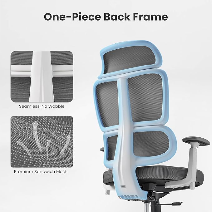 EUREKA ERGONOMIC Lena Mesh Office Chair Ergonomic Office Chair High Back Desk Chair with Oversized Headrest Home Office Desk Chairs for Home &amp Ofiice Work Chair Grey