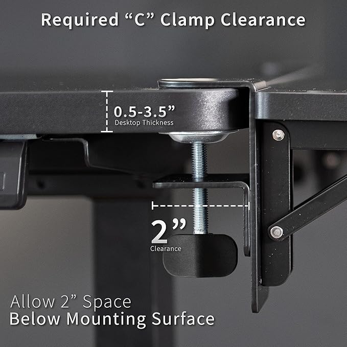 VIVO Clamp-on 24 x 12 inch (14 Including Clamps) Desk Extender Wrist Support Foldable Keyboard Tray Table Mount for Sit Stand Desks Black DESK-EXT24.