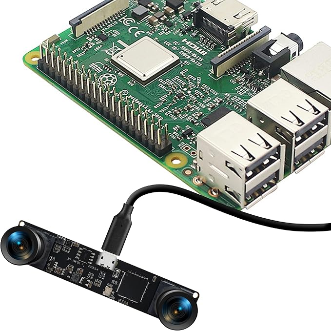 Synchronized Dual Lens Stereo USB Camera 960P 60FPS Webcam with 100 Degree No Distortion Lens 3D VR Webcamera with CMOS OV9715 Sensor Mini Industrial Amera Module for PC Raspberry PI Laptop