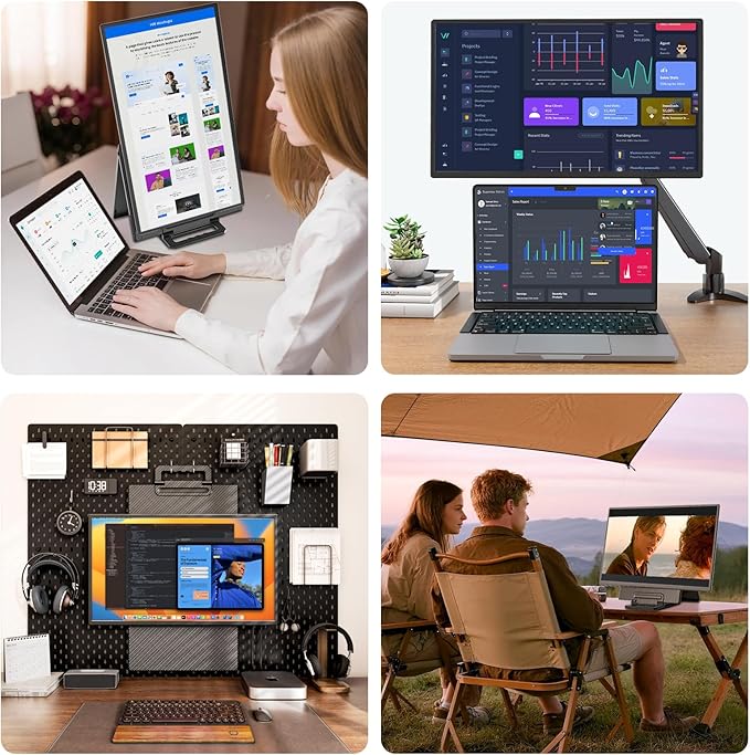 24 Large Portable Monitor IPS USB-C HDMI Work Home Gaming Second Monitor 4.2 Height &amp 90° Rotation Adjustable Stand for Laptop MacBook Phones PS4&amp5 Switch Xbox