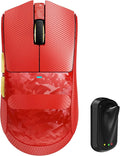 ATTACK SHARK X11Ultra 8K Carbon Fiber Wireless Gaming Mouse with 42000 DPI-PAW3950 MAX Sensor-59g LightweightNordic 54L15 MCU ChipWired/BT/2.4Ghz100 Million ClicksProgrammable for PC FPS(Red+Tape)