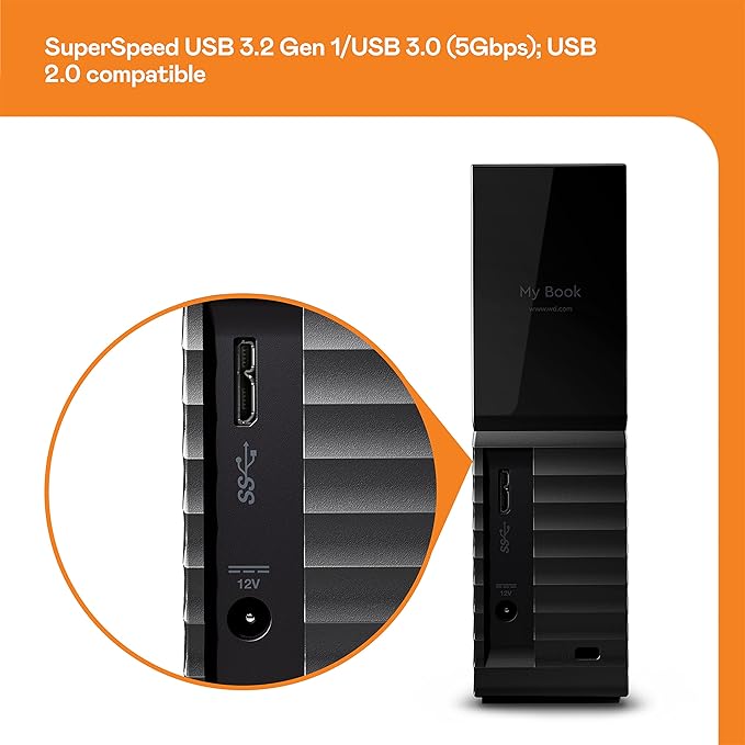 Western Digital 18TB My Book USB 3.0 Desktop Hard Drive with Password Protection and Auto Backup Software