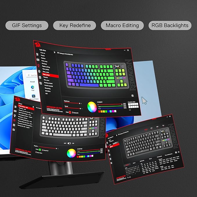 Redragon K743 PRO GB 80% Gasket RGB Gaming Keyboard w/Hype 1.14’’ TFT Screen &amp Knob 84 Keys Mechanical Keyboard 5-Layer Noise Dampening Hot-Swap South-Facing RGB Socket Gradient PBT Keycaps
