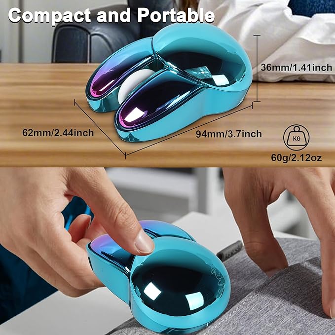 Wireless Mouse Bluetooth Cute Bunny Dual-Mode Computer Mouse Portable Small 2.4G Optical Mouse with USB Receiver Silent Blue Kawaii Rabbit Cordless Mouses for Laptop PC Computer Desktop iPad Macbook