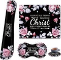 Mouse Pad with Wrist Rest+Keyboard Wrist Rest+Coaster All in One Mouse Pad Set of 4 for Easy Typing Pain Relief RYUITHDJP Memory Foam Wrist Support for Office Home Inspirational Quote Christian