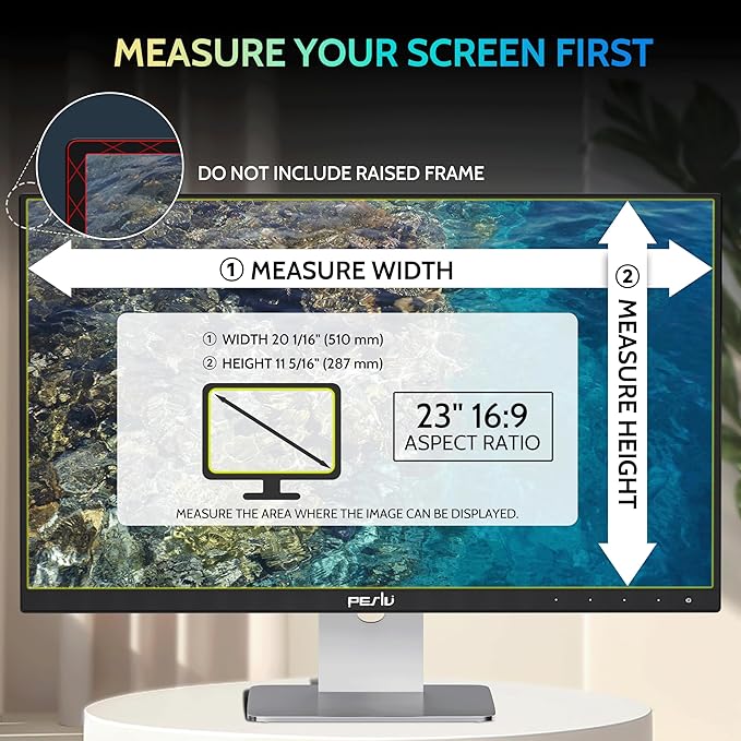 [2 Pack] 23 Inch Privacy Screen for Computer Monitor 16:9 Aspect Ratio Eye Protection Anti Blue Light Glare Shield 23inch Removable Black Blackout Anti Spy Desktop Security Private Filter