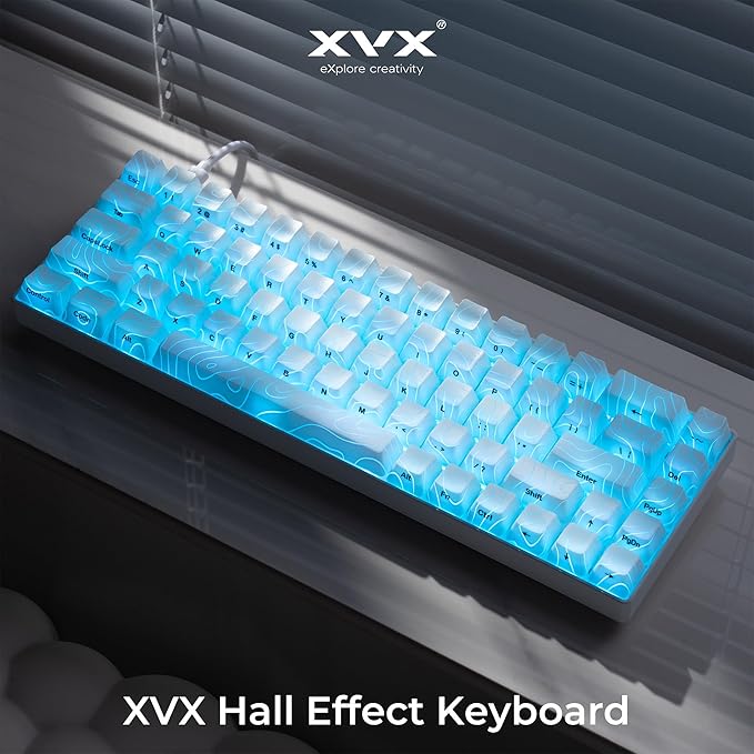 OHY XVX HE68 60 Percent Gaming KeyboardHall Effect Magnetic Switches CNC Aluminum Frame Rapid Trigger Keyboard w Topographic IMD Keycaps 8KHz Polling Rate Adjustable ActuationHot-Swap-White