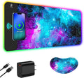 ToLuLu Wireless Charging RGB Gaming Mouse Pad 15W LED Mouse Mat with 30W Charger 14 Light Modes Large Mousepad with Wrist Support Non-Slip Rubber Base Desk Mat Computer Keyboard Pad Galaxy Nebula