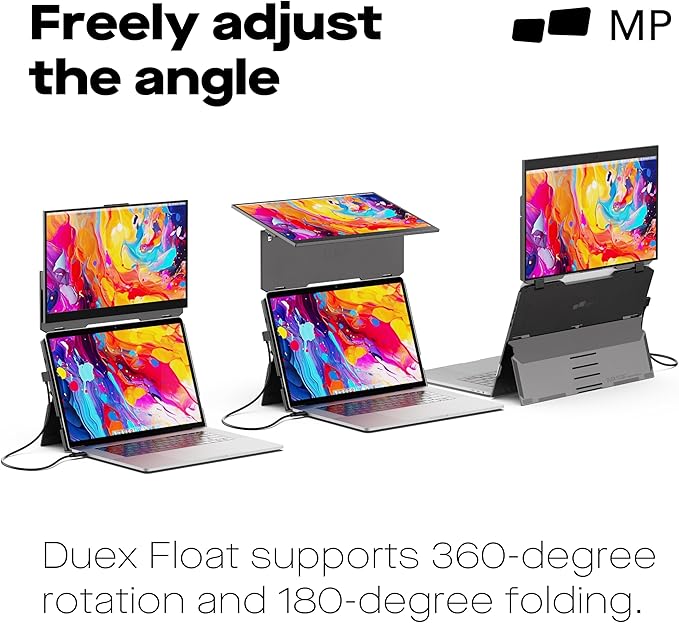 Duex Float Mobile Pixels 15.6 Stacked Portable Screens Full HD IPS 1080P Touchscreen Monitor with Built-in Kickstand USB Type-C/HDMI Plug and Play Support Windows/Mac/Android/ChromeOS/Switch