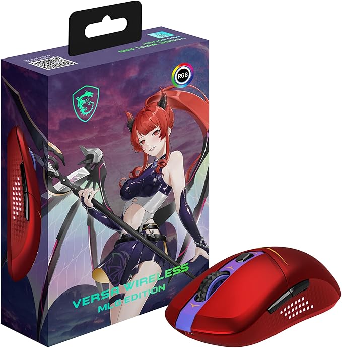 msi Versa W MLG Edition RED Gaming Mouse 26000 DPI 60M+ Clicks Kailh Switchs Optical Sensor Ergonomic Ambitextrous Hand Design RGB Light