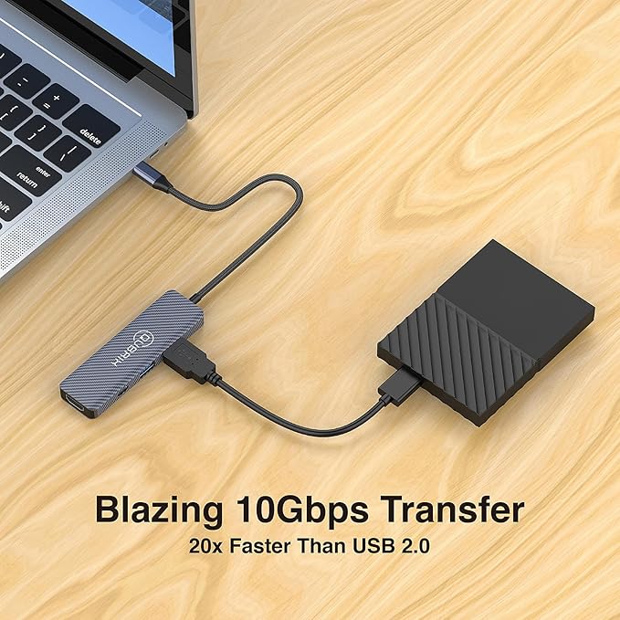 USB C 5 in 1 hub 10Gbps USB-C/A 3.2 Ports 4K 60HZ HDTV 100W PD Fast Charging Compatible for MacBook Pro/Air/Dell XPS/iPad Pro Aluminum Splitter/Surface Pro/Thunderbolt Laptops.