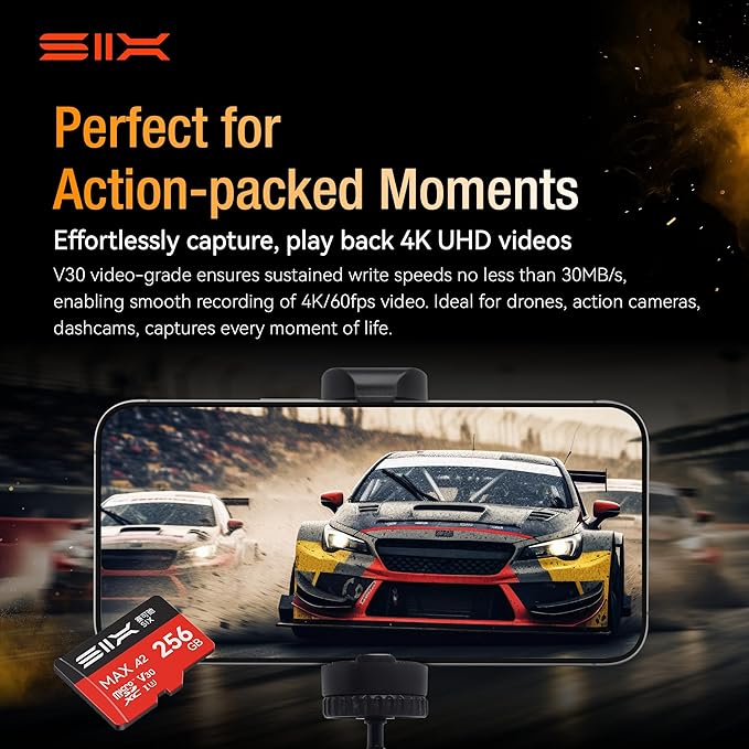 SIX M200 512GB Micro SD Card Read Up to 190MB/s for 4K UHD Continuous Recording - A2 U3 V30 microSDXC Memory Card 512GB with Adapter for Action Cameras Drones Gaming Consoles Dash Cams Phones
