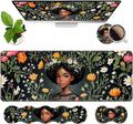 4 in 1 Ergonomic Memory Foam Mouse Pad Wrist Rest Set Large XXL Gaming Desk Pad + Keyboard Wrist Rest + Mouse Wrist Cushion + Coaster for Home Office Study Gaming African American Black Girl