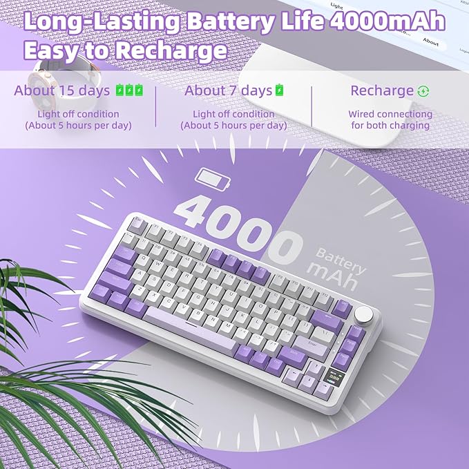 MAGIC-REFINER Attack Shark X85PRO 75% Wireless Mechanical KeyboardTFT Smart Display&ampKnobBT/2.4G/Wired Custom Gaming KeyboardGasketHot-SwapRGBwith Pro Cable&amp5 Color PBT Keycapsfor PC/MAC