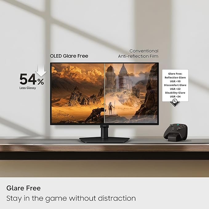 Samsung 27 Odyssey OLED G6 (G61SH) Gaming Monitor - QD-OLED QHD (1440P) 240Hz 0.03ms Glare-Free Pantone Validated HDR10 Height-adjustable stand OLED Safeguard 3 Year Warranty LS27HG612SNXZA