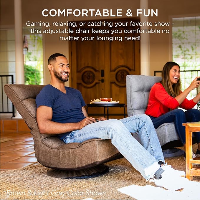 Best Choice Products Reclining Folding Floor Gaming Chair for Home Office Lounging Reading w/ 360-Degree Swivel 4 Adjustable Positions Tufted Cushions - Dark Blue
