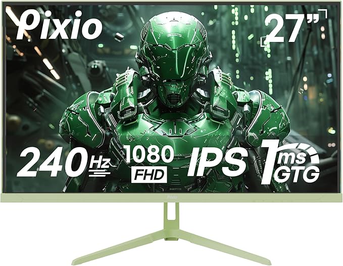 Pixio Two PX279 Wave Mint Green 27 inch 240Hz Refresh Rate FHD 1080p Resolution Fast IPS Panel 1ms GTG Resonse Time Gaming Monitor and PS1D Wave Mint Green Dual Monitor Arm