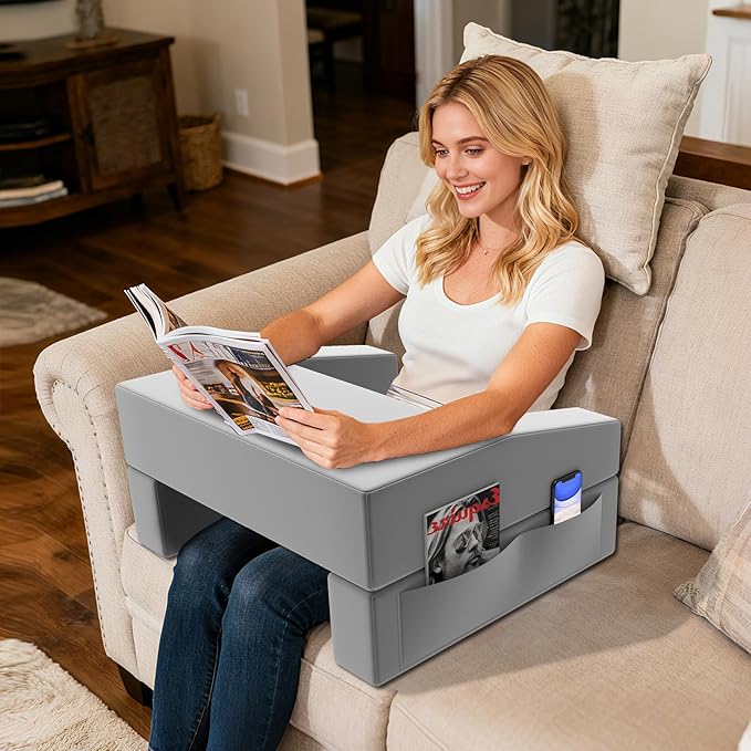 Machine Washable Lap Desk Pillow with Removable Cover Adjustable Angle Gaming &amp Reading Pillow for Teens Adults Multipurpose Laptop Bed Tray with Arms for Working Napping Crafts (2)