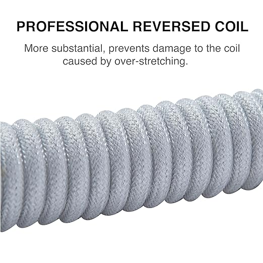 GUNMJO Pro Custom Premium Coiled USB C Cable for Gaming Keyboard Double-Sleeved Mechanical Keyboard Cable with Detachable Metal Aviator 1.5M USB-C to USB-A Marble Gray Color