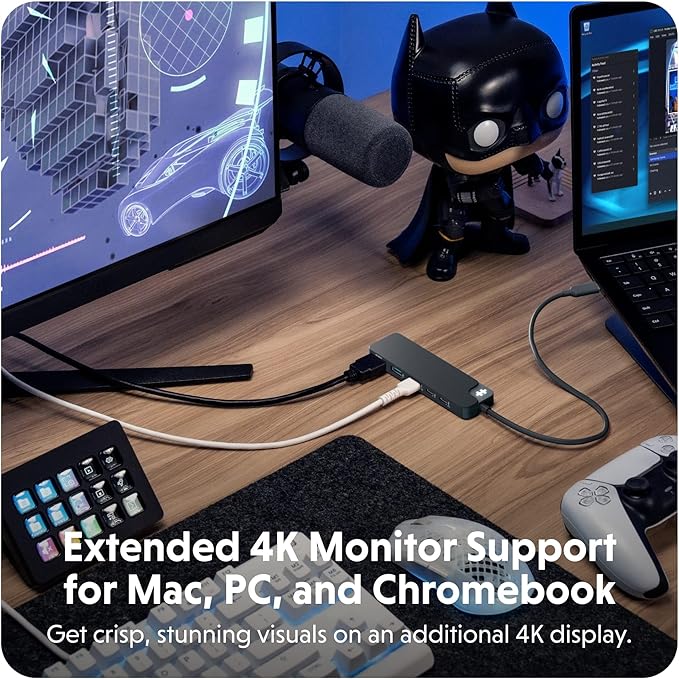 HyperDrive Flex 5-Port USB C Hub Multiport Adapter for Crisp Visuals Fast Transfers Charging — HDMI 4K30Hz 100W Power Delivery 5Gbps 2X USB-A — Windows Chrome Mac (Black)