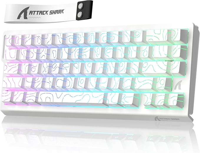 ATTACK SHARK X68 HE 8000Hz Rapid Trigger Keyboard 0.01mm RT Accuracy Wired Gaming Keyboard with Magnetic Switch Adjustable Actuation Rapid Trigger Snap Tap RGB Lighting for PC/Mac White Contours