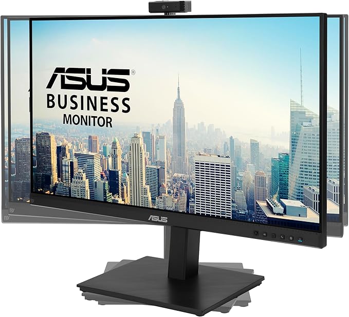 ASUS 27” 1080P Video Conference Monitor (BE279QSK) - Full HD IPS Built-in Adjustable 2MP Webcam Mic Array Speakers Eye Care Wall Mountable Frameless HDMI DisplayPort VGA Height Adjustable