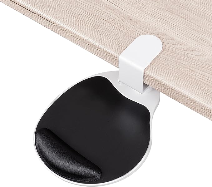 EHO Clamp on Mouse Platform Clip on Pad Rotating 360 Degree w/Comfortable Gel Wrist Rest Ergonomic Attachment Slide Out Tray Suitable for 1.5 Thickness Desk for Home Office Desk Organizer