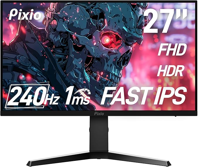 Pixio PX279 Prime Neo 27 inch 240Hz Refresh Rate FHD 1080p Resolution Fast IPS Panel 1ms GTG Response Time Gaming Monitor with PS2S Ultrawide Heavy-Duty Premium Single Monitor Arm
