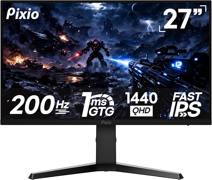 Pixio PX277 Prime Neo 27 inch 180Hz Refresh Rate QHD 1440p Resolution Fast IPS Panel 1ms GTG Response Time Gaming Monitor with Adaptive Sync