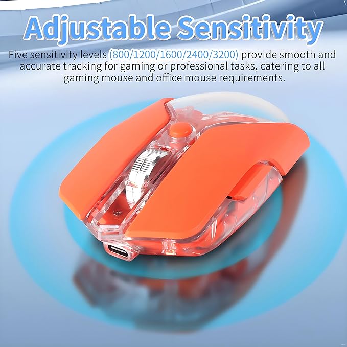 Wireless Mouse-3 Modes: 2.4G Bluetooth &amp USB-C Wired Silent RGB Type-C RechargeableBattery Display Magnetic Shell Ideal for Gaming &amp Office Use Compatible with Laptops &amp MacBooks (