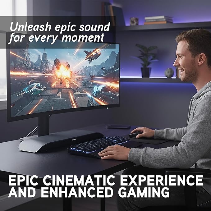 BlueAnt Soundblade Under-Monitor Soundbar 120W 2.1 Channel Desktop Speaker with USB-C &amp Bluetooth 5.3 for PC Mac Gaming Music and Streaming Charcoal