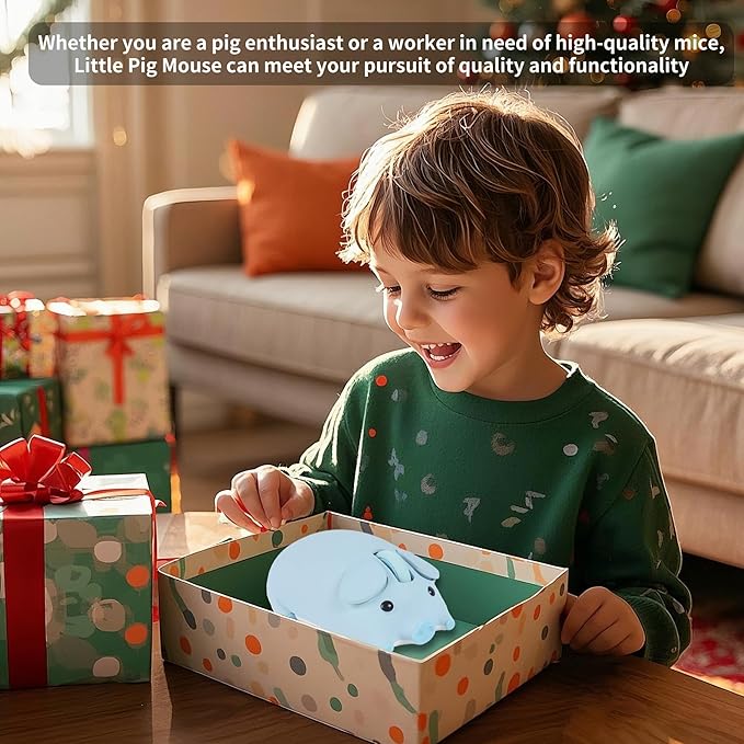 Bluetooth Mouse 2.4G Mice Cute Cartoon Pig Dual Mode (Bluetooth or 2.4 GHz Receiver) Computer Mice 1200 Silent Clicks Cordless Mouse for Laptop/Notebook/iPad/PC/Mac/Chromebook Office Home Gift(Blue)