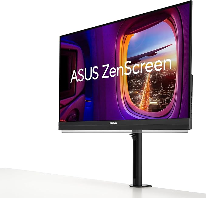 ASUS ZenScreen 27” 1440P Transportable Monitor (MB27ACF) - QHD (2560 x 1440) IPS 100Hz USB-C PD 70W Speakers Carrying Handle Kickstand C-clamp Sub-woofer 2.1 Channel Audio 3 yr Warranty