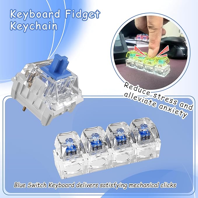 Blue Switch 3 Pin Mechanical Keyboard SwitchesDustproofAccurate Typing Clicky Tactile Feel for DIY Gaming Keyboard with 3 Kailh Box Clicky Switches(105+3Pcs)