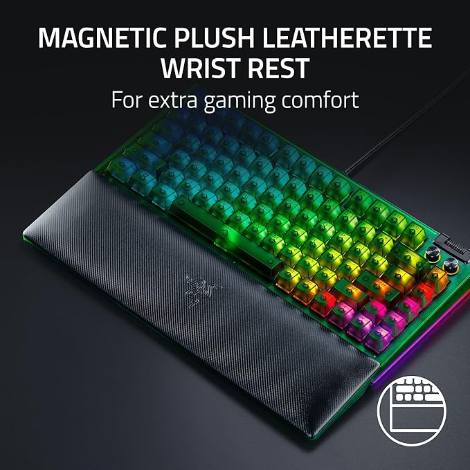 Razer BlackWidow V4 75% Mechanical Gaming Keyboard: Hot-Swappable Design - Compact &amp Durable - Orange Tactile Switches - Chroma RGB - MF Roller &amp Media Keys - Comfortable Wrist Rest - Phantom