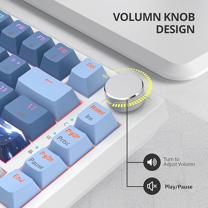 Sea Mist 75% Wired Gaming Keyboard - Hot Swappable Gasket Mount Red Switch RGB Backlit 82-Key TKL Mechanical Keyboard for PC/Laptop Gamers