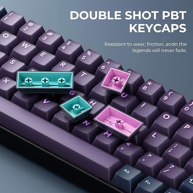 XVX Double Shot PBT Keycaps Set 216 Keys Cherry Profile Custom Keyboard Keycaps Jade Translucent Key caps Compatible with 61/64/68/84/87/100/104/108 ANSI and ISO Layout Mechanical Keyboard