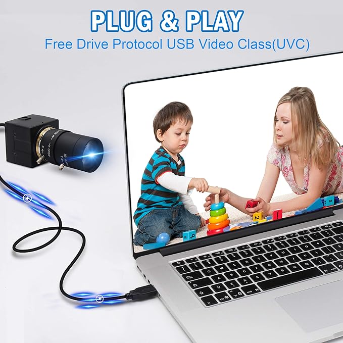 USB Camera 2MP Low Illumination Webcam 5-50mm Optical Zoom Lens Variable Focus USB Camera Compatible with Mac/Windows/Raspberry pi