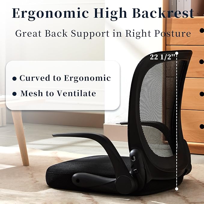 Ergonomic Floor Chair Foldable - Adjustable Armrest &amp Mesh Back Thick Cushioned Seat for Gaming Reading Meditation Multi-Use for Living Room Bed Tatami