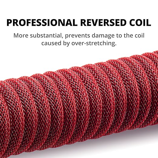 GUNMJO Pro Custom Coiled USB C Cable for Gaming Keyboard Double-Sleeved Mechanical Keyboard Cable with Detachable Metal Aviator 1.5M USB-C to USB-A Red Color