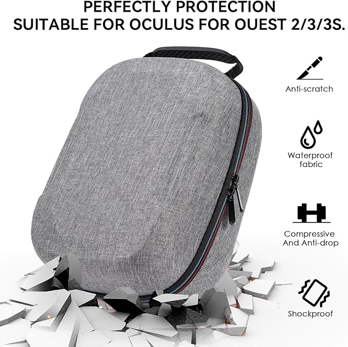 Case for Meta Quest 3/3S/2 &amp Vision Pro/Pico 4 Elite Strap &amp Battery Head Strapwith Lens Protector and Drawstring velvet bagPortable Hard Carrying Case